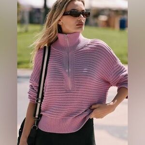 NWT Varley Women’s Tara Pointelle Half Zip sweater size medium color Smog